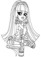 kolorowanki malowanki monster high, śliczna Cleo de Nile przykucnęła, rysunek dla dziewczynek, kolorowanka do wydruku numer  28